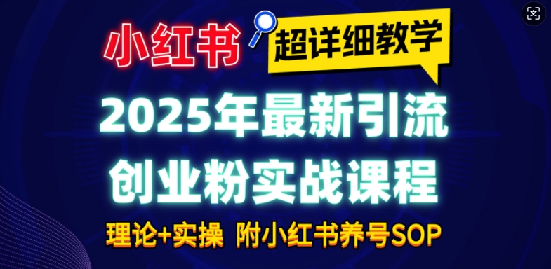 2025年最新小红书引流创业粉实战课程【超详细教学】小白轻松上手，月入1W+，附小红书养号SOP-紫橙资源网
