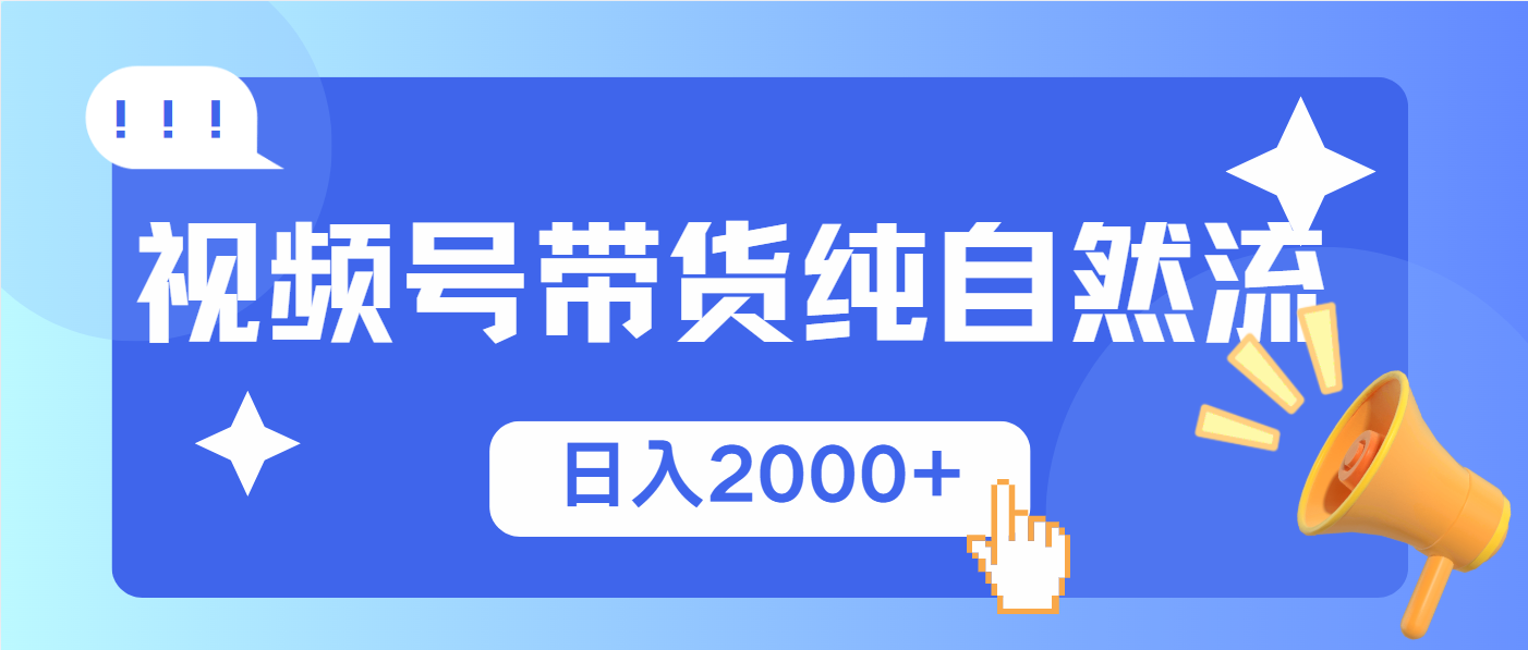 视频号带货,纯自然流,起号简单,爆率高轻松日入2000+-紫橙资源网