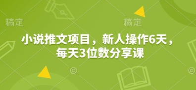 小说推文项目,新人操作6天,每天3位数分享课-紫橙资源网