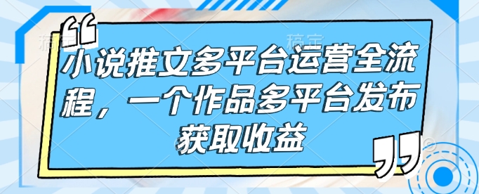 小说推文多平台运营全流程,一个作品多平台发布获取收益-紫橙资源网