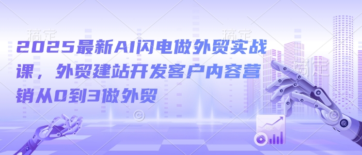 2025最新AI闪电做外贸实战课，外贸建站开发客户内容营销从0到3做外贸-紫橙资源网