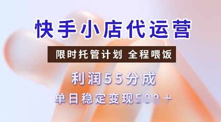 快手小店代运营，限时托管计划，收益55分，单日稳定变现多张-紫橙资源网
