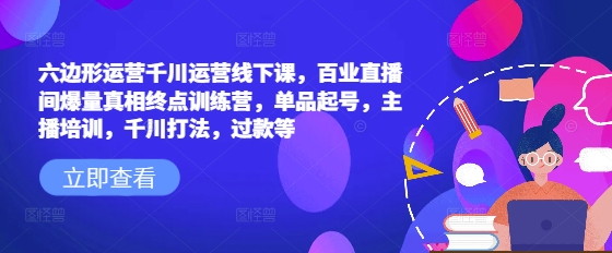 六边形运营千川运营线下课，百业直播间爆量真相终点训练营，单品起号，主播培训，千川打法，过款等-紫橙资源网