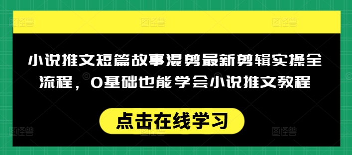 小说推文短篇故事混剪最新剪辑实操全流程,0基础也能学会小说推文教程,肯干多发日入多张-紫橙资源网