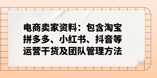 电商卖家资料：包含淘宝、拼多多、小红书、抖音等运营干货及团队管理方法-紫橙资源网