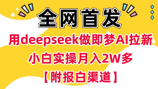 用deepseek做即梦Ai拉新 小白实操月入过W+【附报白渠道】-紫橙资源网