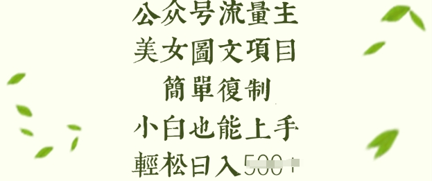流量主长期收益项目，美女图片简单复制，小白也能上手，轻松日入5张-紫橙资源网
