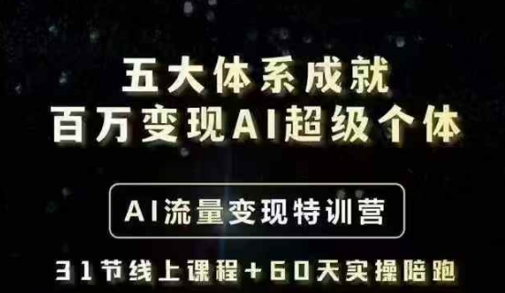 五大体系成就百万变现AI超级个体- AI流量变现特训营，一步一步教你一个人怎么年入百W-紫橙资源网