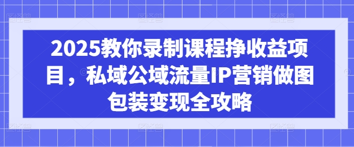 2025教你录制课程挣收益项目，私域公域流量IP营销做图包装变现全攻略-紫橙资源网