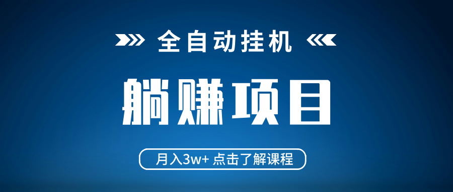 全自动挂机项目 月入3w+ 真正躺平项目 不吃电脑配置 当天见收益-紫橙资源网
