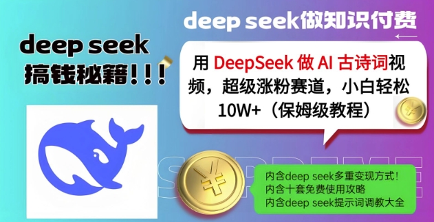 用DeepSeek做AI古诗词视频，超级涨粉赛道，小白轻松涨粉10W+(保姆级教程)-紫橙资源网