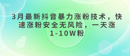 3月最新抖音暴力涨粉技术，快速涨粉安全无风险，一天涨1-10W粉-紫橙资源网