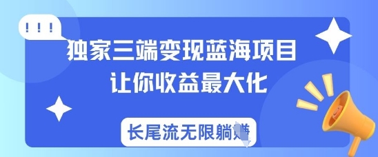 独家三端变现蓝海项目，让你收益最大化，长尾流无限躺挣-紫橙资源网