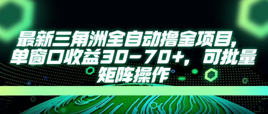 最新三角洲全自动撸金项目，单窗口收益30-70+，可批量矩阵操作-紫橙资源网