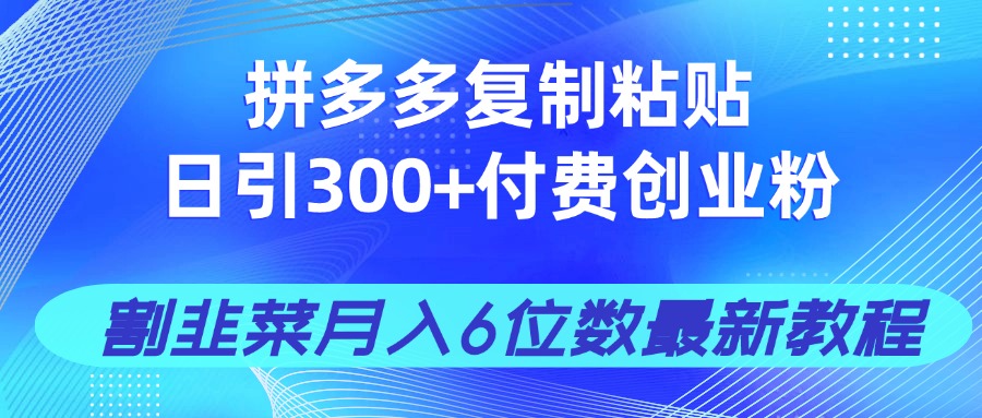 拼多多复制粘贴日引300+付费创业粉，割韭菜月入6位数最新教程！-紫橙资源网
