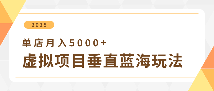 4月虚拟项目垂直玩法，冷门爆品+垂直蓝海，单店月入5000+-紫橙资源网