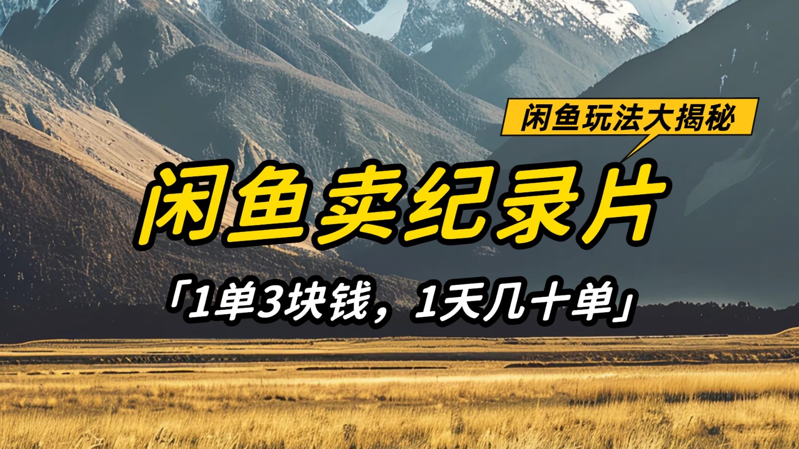 闲鱼卖纪录片，简单又赚钱的小项目，1单3块钱  1天几十单-紫橙资源网