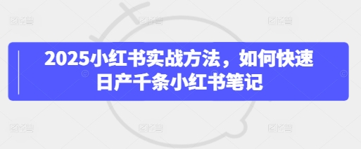 2025小红书实战方法，如何快速日产千条小红书笔记-紫橙资源网