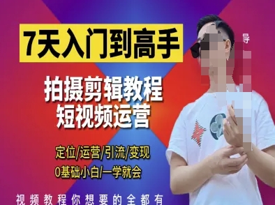 7天入门到高手，短视频剪辑运营高手课，定位 运营 引|流 变现，0基础小白一学就会-紫橙资源网