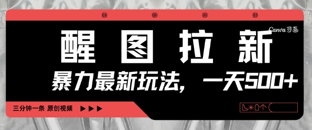 醒图拉新，暴力新玩法，光用手机三分钟制作一条视频，一天轻松5张-紫橙资源网