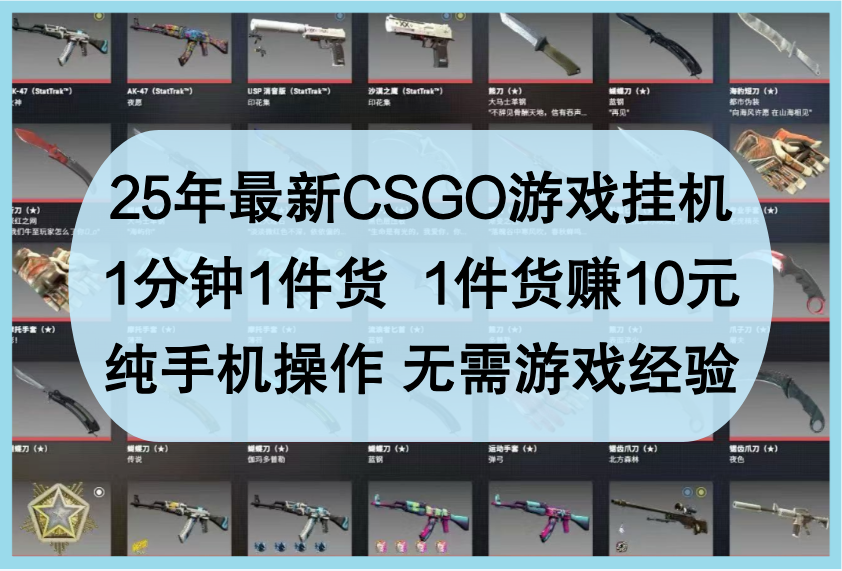 25年最新CSGO游戏挂机，1分钟1件货，1件货赚10元，纯手机操作，无需游戏经验-紫橙资源网