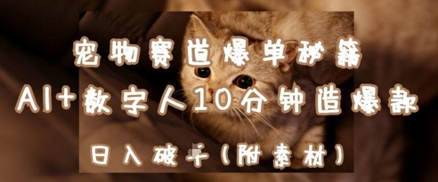 宠物赛道爆单秘籍：AI+数字人10分钟造爆款，日入1k-紫橙资源网