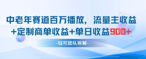 中老年赛道百万播放+流量主收益+定制收益，单日收益9张-紫橙资源网