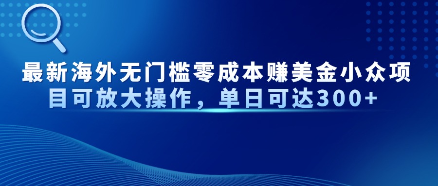 最新海外无门槛零成本赚美金小众项目可放大操作，单日可达300+-紫橙资源网