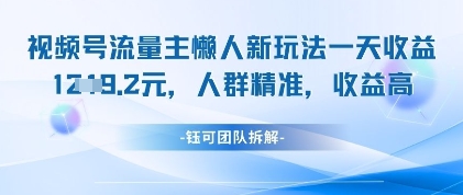 视频号流量主懒人新玩法，一天收益1k，人群精准收益高-紫橙资源网