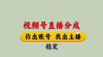 视频号直播分成，全程托管招募，单月轻松变现8k-紫橙资源网