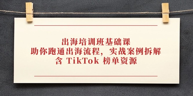 出海培训班基础课，助你跑通出海流程，实战案例拆解，含 TikTok 榜单资源-紫橙资源网