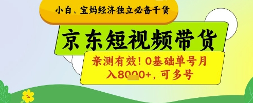小白宝妈经济独立必备干货，京东短视频带货，亲测有效!0基础单号月入8k+，可多号-紫橙资源网
