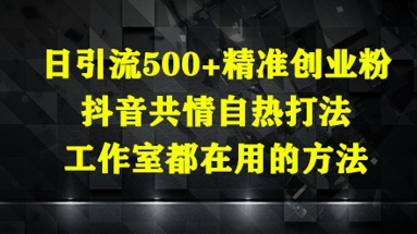 日引流500+精准创业粉，抖音共情自热打法，工作室都在用的方法-紫橙资源网