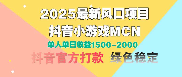 2025最新风口项目 抖音小游戏MCN 单人单日收益1500-2000+-紫橙资源网