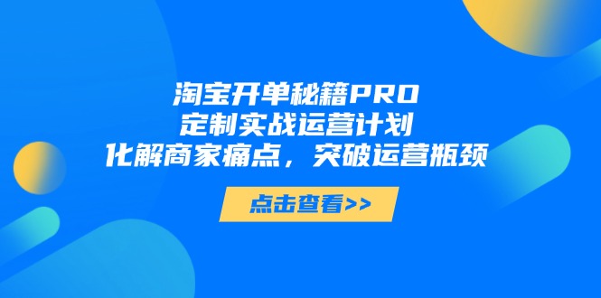 淘宝开单秘籍PRO，定制实战运营计划，化解商家痛点，突破运营瓶颈-紫橙资源网