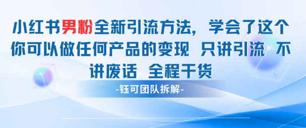 小红书男粉引流 学会了这个变现很容易，不讲废话全程针对男人的打法 全程干货-紫橙资源网