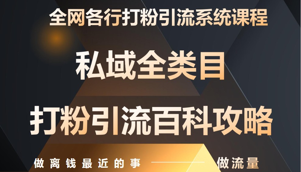 月入9万：全网唯一私域打粉引流神课，零基础手把手带你引流变现-紫橙资源网