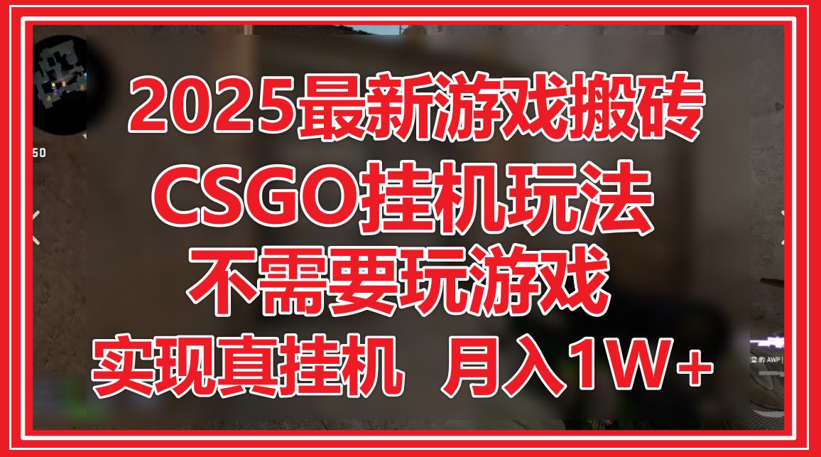 2025最新游戏搬砖，CSGO挂机，不需要玩游戏，实现真挂机，月入1W+-紫橙资源网
