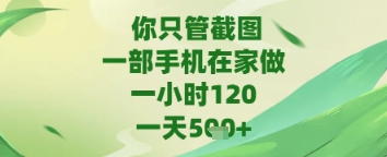 你只管截图，一部手机在家做，苹果安卓都可以，一天5张+-紫橙资源网