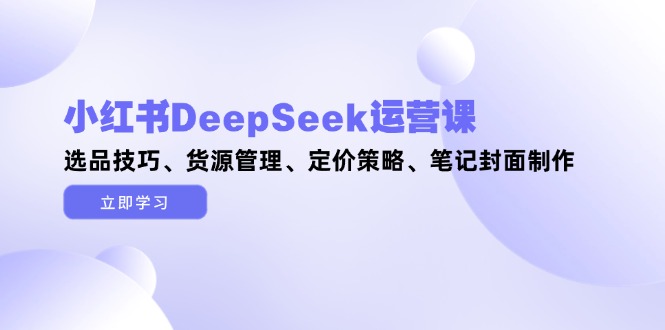 小红书DeepSeek运营课，选品技巧、货源管理、定价策略、笔记封面制作-紫橙资源网