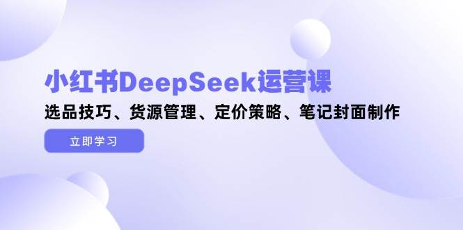 小红书DeepSeek运营课，选品技巧、货源管理、定价策略、笔记封面制作-紫橙资源网
