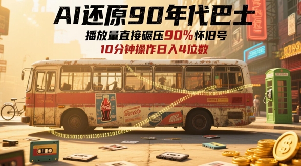 AI还原90年代巴士，一帧就让70后泪崩，播放量直接碾压90%怀旧号，每天操作十分钟，日入四位数 - 冒泡网