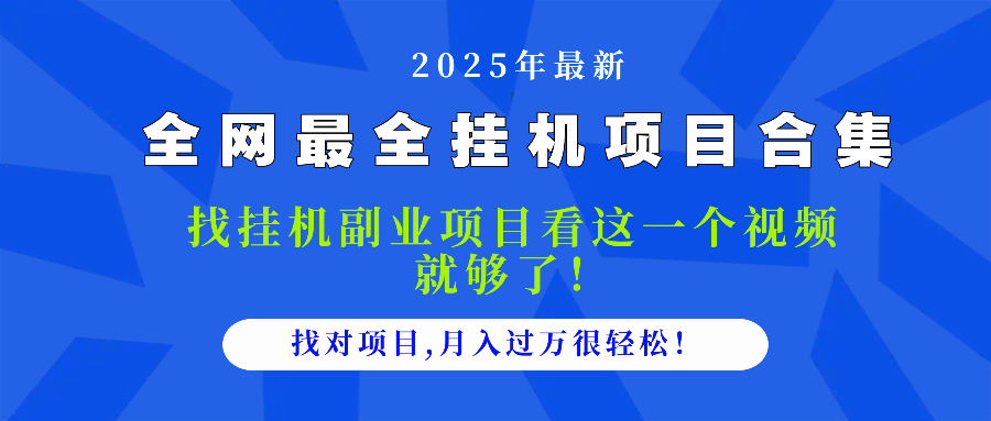 2025最全挂机项目合集 找项目看这一个视频就够了，做对项目月入过万很...-紫橙资源网