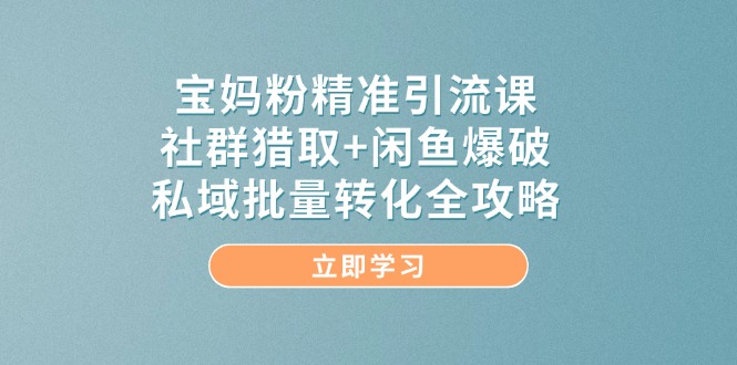 宝妈粉精准引流课,社群猎取+闲鱼爆破,私域批量转化全攻略-紫橙资源网