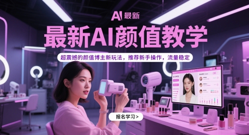 最新AI颜值教学，超震撼的颜值博主新玩法，推荐新手操作，流量稳定-紫橙资源网
