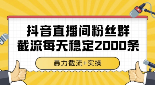 抖音直播间粉丝群暴力截流，一台电脑每天稳定2000条数据，暴力截流+实操-紫橙资源网