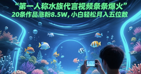 第一人称水族代言视频条条爆火，20条作品涨粉8.5W，小白轻松月入五位数 - 冒泡网