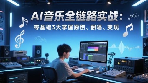 AI音乐全链路实战变现课：零基础3天掌握原创、翻唱、变现-紫橙资源网
