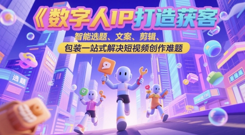 数字人IP打造获客变现实操课，智能选题、文案、剪辑、包装一站式解决短视频创作难题-紫橙资源网