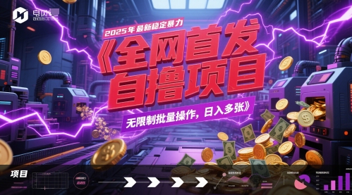 全网首发，2025年最新稳定暴力全自动自撸项目，无限制批量操作，日入多张-紫橙资源网